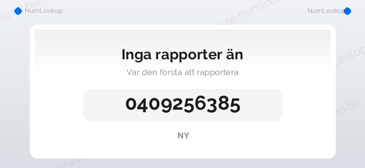 Nummerinformation för 0409256385