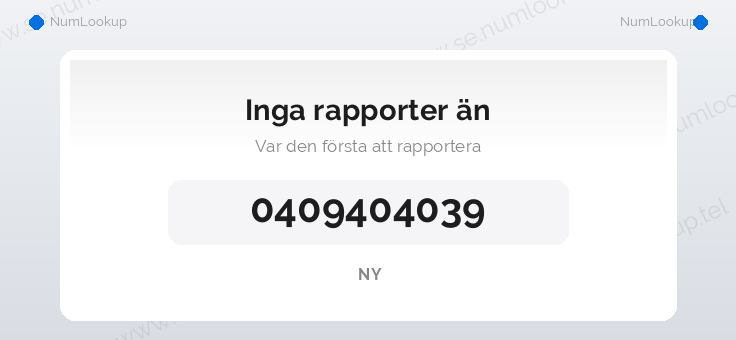 Nummerinformation för 0409404039