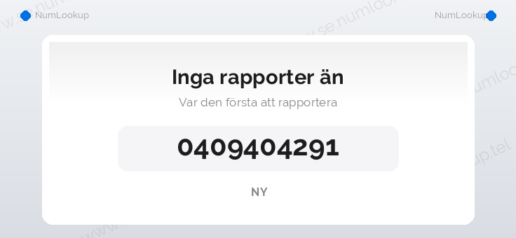 Nummerinformation för 0409404291