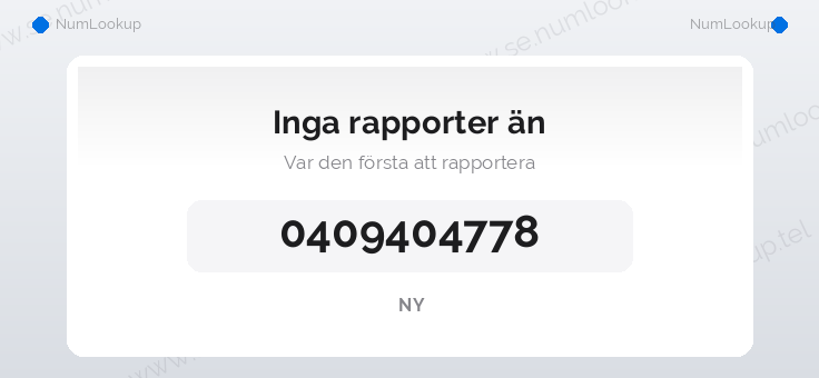 Nummerinformation för 0409404778