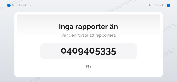 Nummerinformation för 0409405335