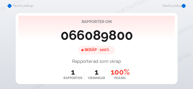 Nummerinformation för 066089800