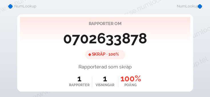 Nummerinformation för 0702633878