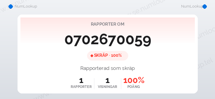 Nummerinformation för 0702670059
