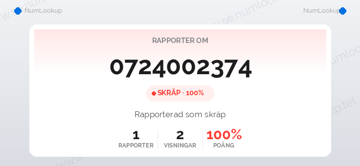 Nummerinformation för 0724002374