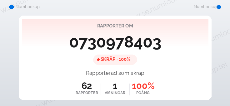 Nummerinformation för 0730978403