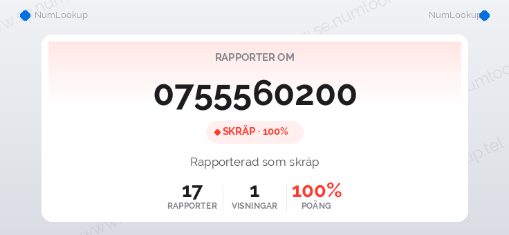 Nummerinformation för 0755560200