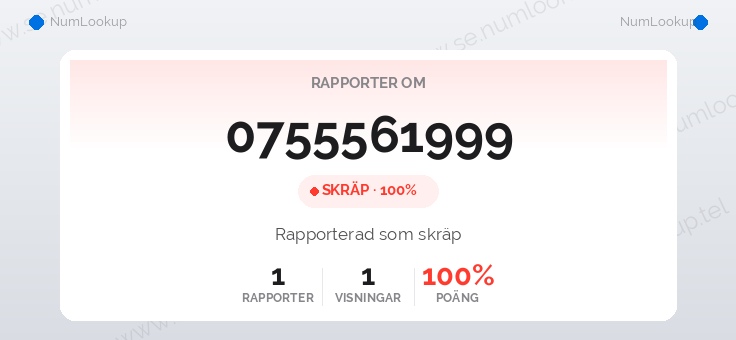 Nummerinformation för 0755561999