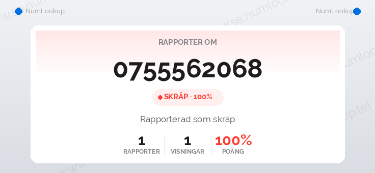 Nummerinformation för 0755562068