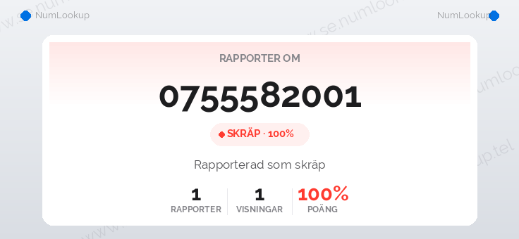 Nummerinformation för 0755582001