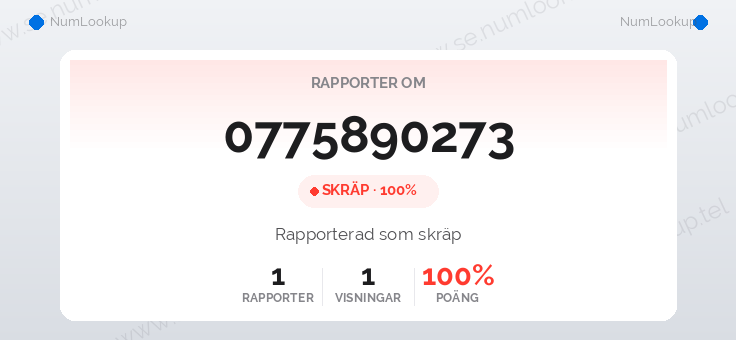 Nummerinformation för 0775890273