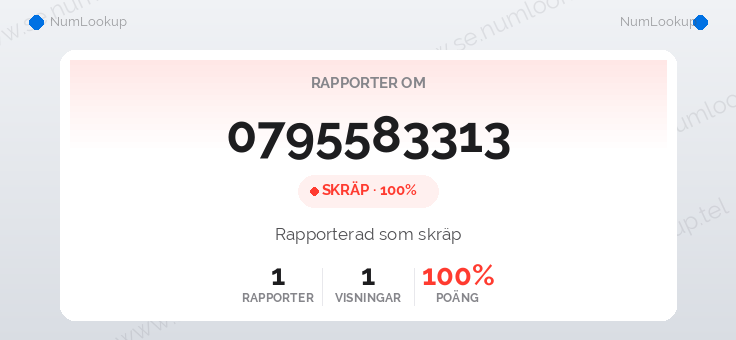 Nummerinformation för 0795583313