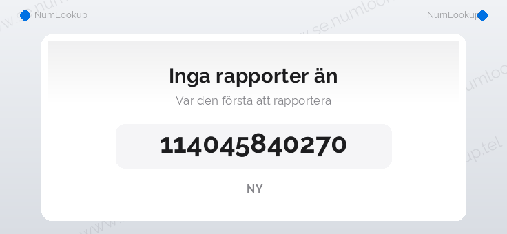 Nummerinformation för 114045840270