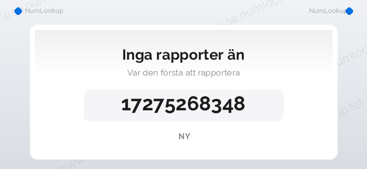 Nummerinformation för 17275268348