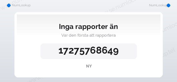 Nummerinformation för 17275768649