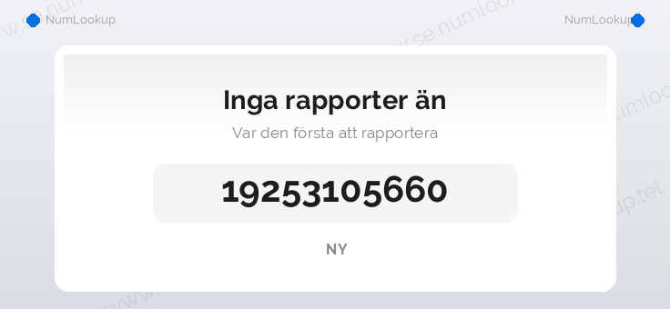 Nummerinformation för 19253105660