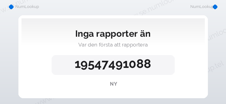 Nummerinformation för 19547491088
