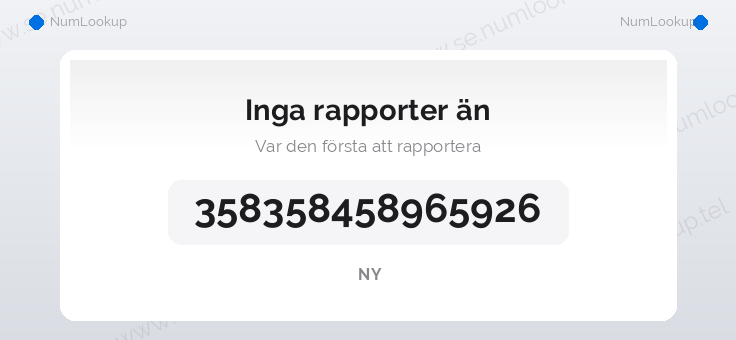 Nummerinformation för 358358458965926