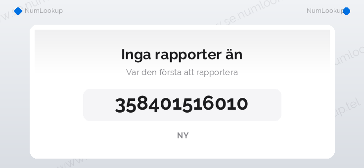 Nummerinformation för 358401516010