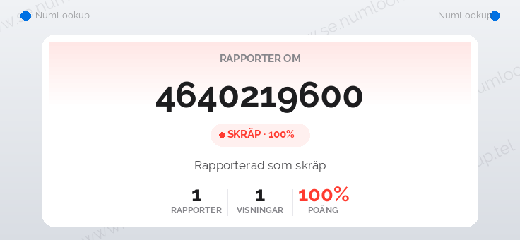 Nummerinformation för 4640219600