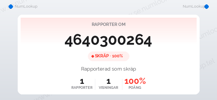 Nummerinformation för 4640300264