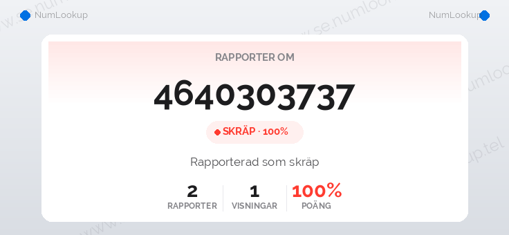 Nummerinformation för 4640303737