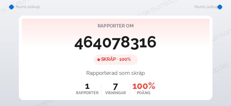 Nummerinformation för 464078316