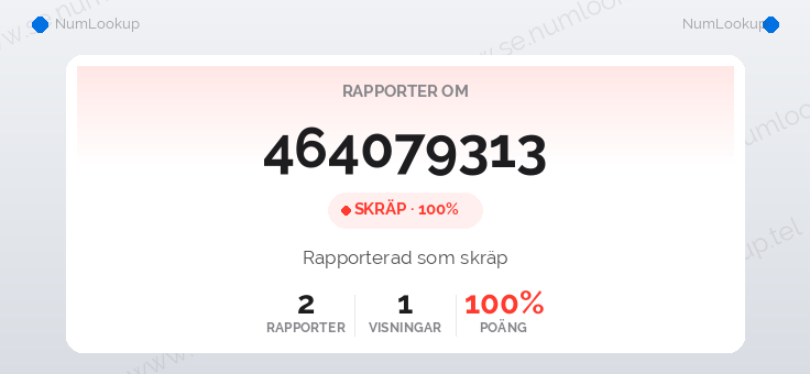 Nummerinformation för 464079313