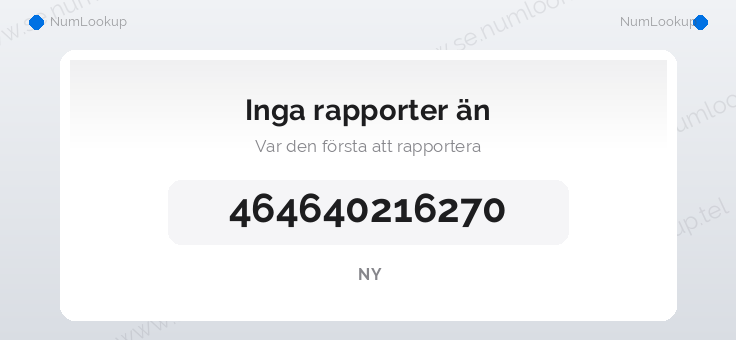 Nummerinformation för +464640216270