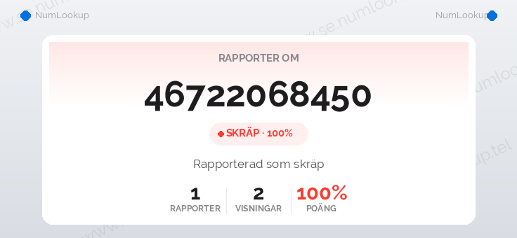 Nummerinformation för 46722068450