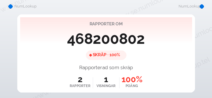 Nummerinformation för 468200802
